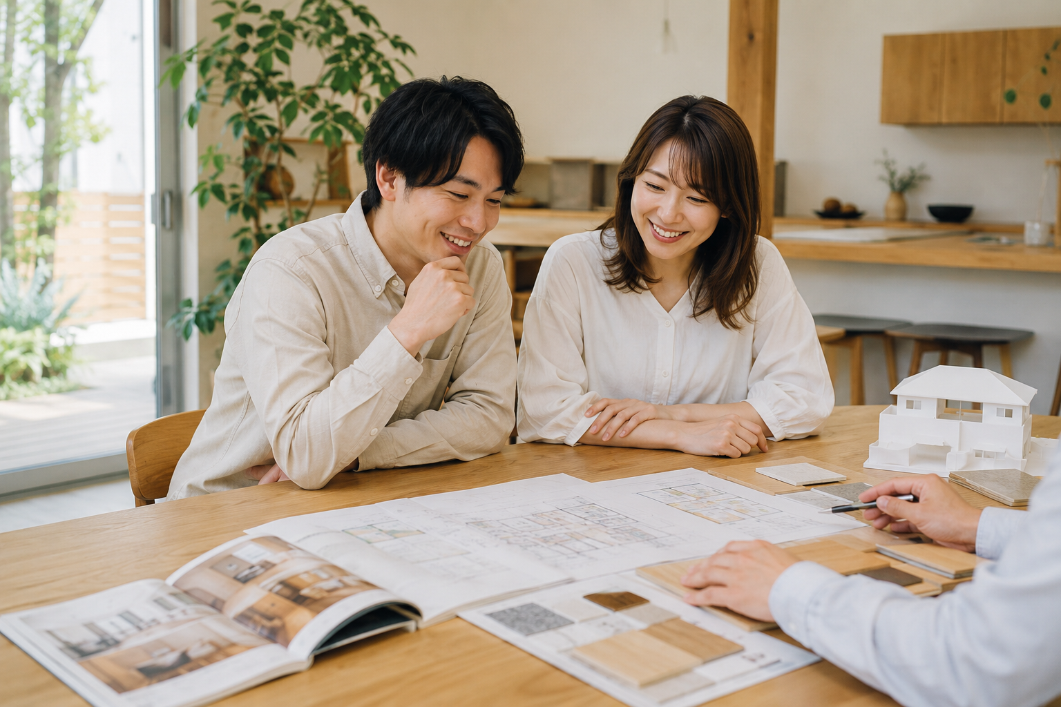 家づくりの相談を楽しむ夫婦